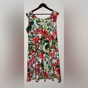 Dressbarn Floral Dress‎ Cottagecore Prairie Botantical Garden Size 14 Sleeveless
